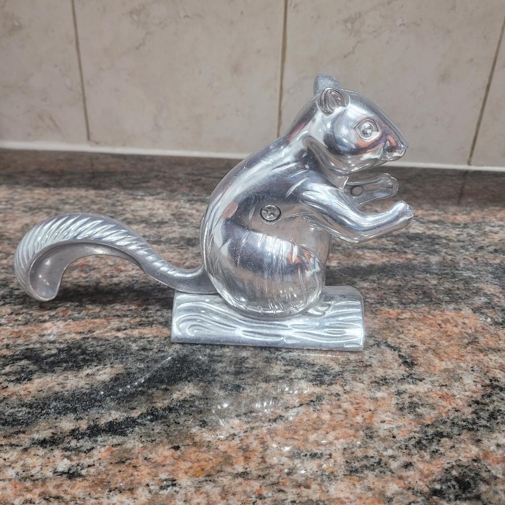 Novelty squirrel nutcracker silver tone